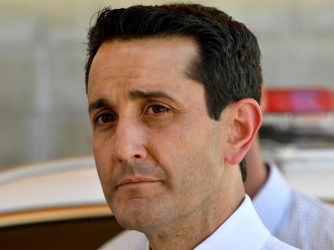 Premier David Crisafulli at the Townsville Police Station. Picture: Evan Morgan