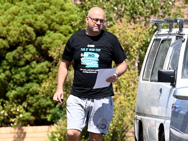 Canterbury-Bankstown Mayor and Labor candidate Khal Asfour arrives at his home. Picture: Jeremy Piper