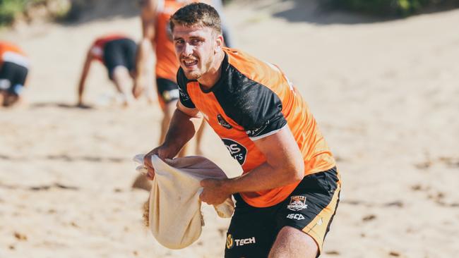 Former Sydney Rooster Paul Momirovski training for his new club Wests Tigers. Picture: Dan Talintyre.