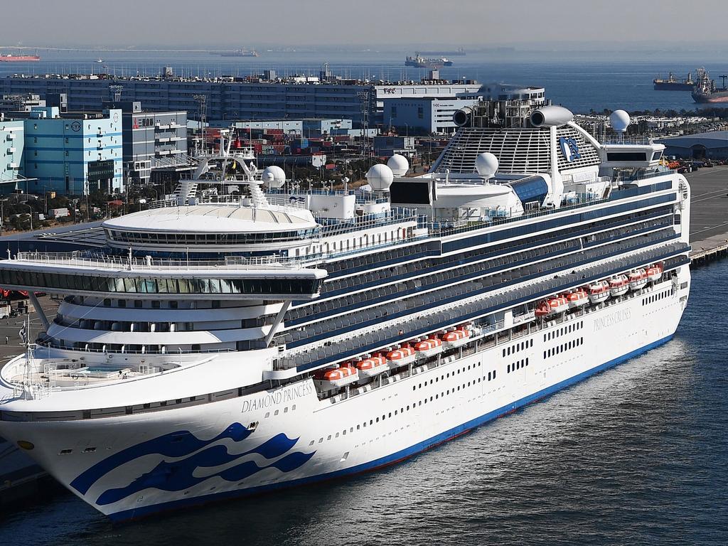 The Diamond Princess cruise ship anchored at the Daikoku Pier Cruise Terminal in Yokohama port. Picture: Charly Triballeau/AFP