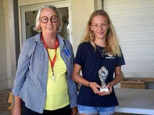 NIPPER EXCELLENCE: Junior Activities Co-Ordinator Helen Brown with Nipper of the year Emma Worthington at the presentations today. Picture: Philippe Coquerand