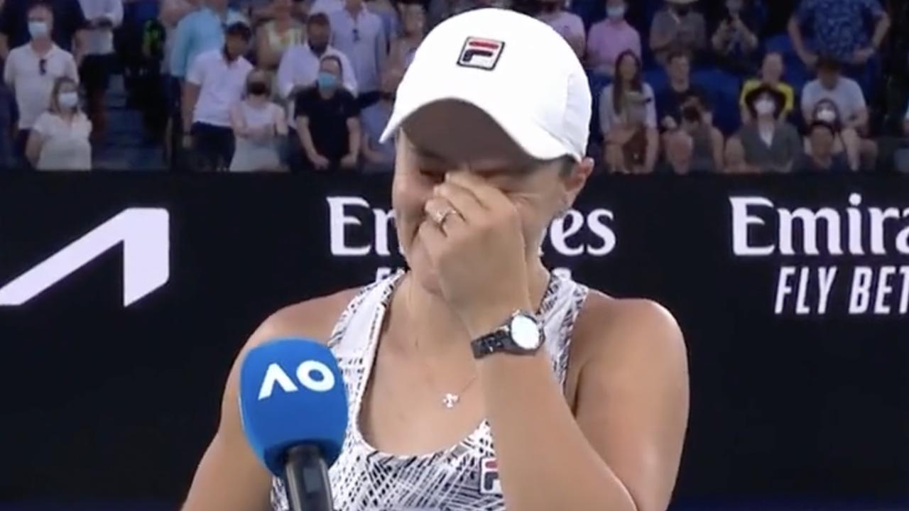 Ash Barty had an awkward moment during her post-match interview.