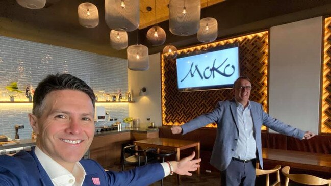 Minister for Customer Service Victor Dominello and general manager of Moko Eastwood Paul Dirou. Picture: Facebook/VictorDominelloMP