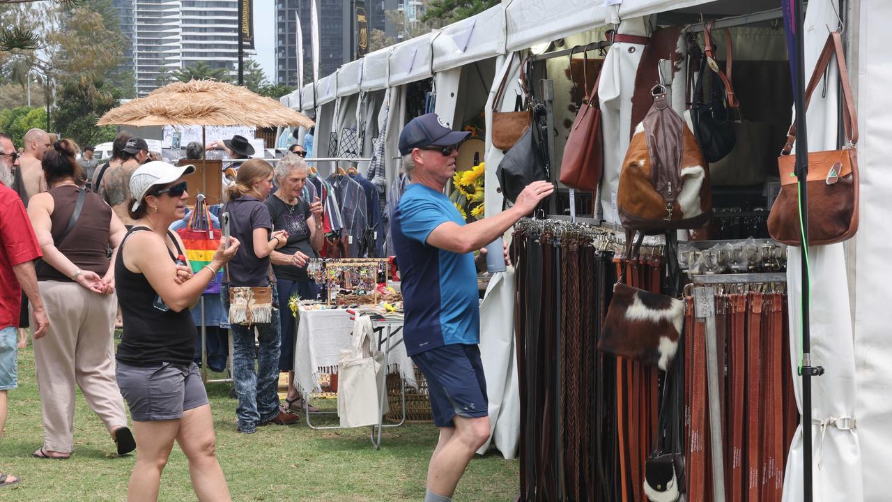 2024 Groundwater Country Music Festival has kicked off in Broadbeach. Crowds in the park . Picture Glenn Hampson