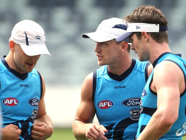 Cats Family Day and training at GMHBA Stadium. Gary Ablett, Joel Selwood and Patrick Dangerfield. Picture: Mike Dugdale