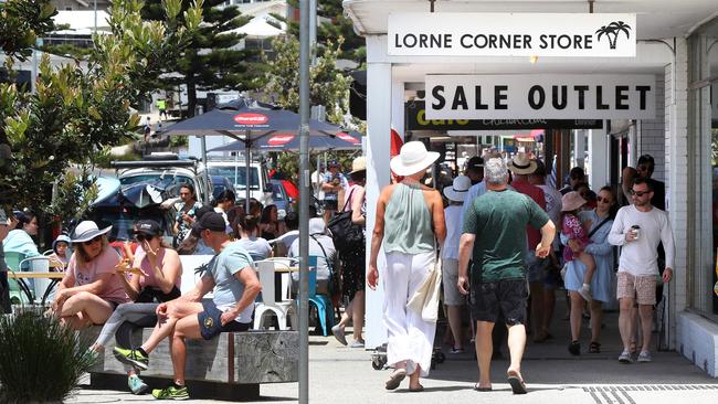 The busy summer streets of Lorne. The Surf Coast Shire has decided not to bring the fireworks back for New Year’s Eve this year. Picture: Alison Wynd