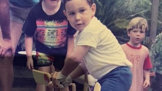 Young Scott in the backyard in Parkdale, Victoria.