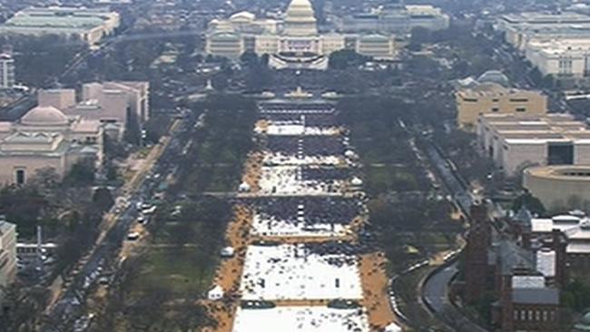 and President Donald Trump. The photo above and the screengrab from video below were both shot shortly before noon from the top of the Washington Monument. (AP Photo)