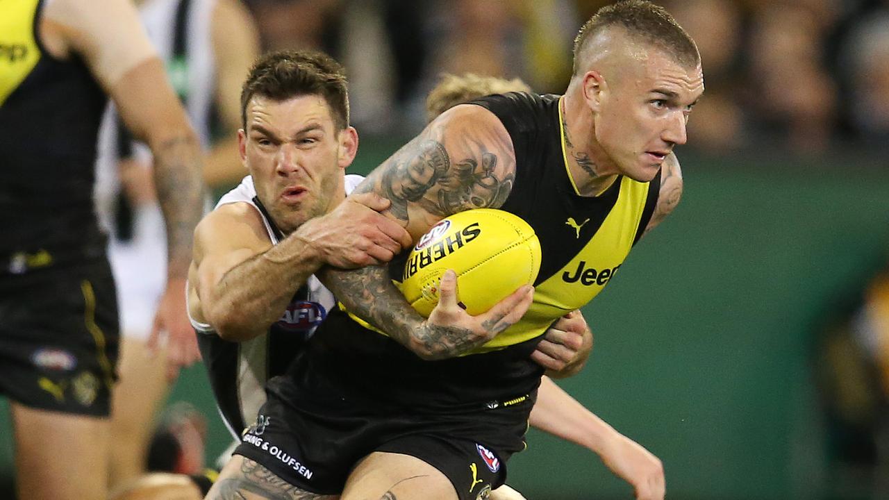 Dustin Martin wasn’t at his best against the Magpies. Picture: Michael Klein