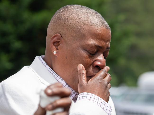 LaTonya Floyd, sister of George Floyd, gets emotional as she addresses the media. Picture: AFP