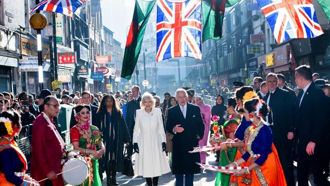 British Bangladeshis welcome the King and Queen on a visit to Brick Lane in February. Picture: Reuters/The Times