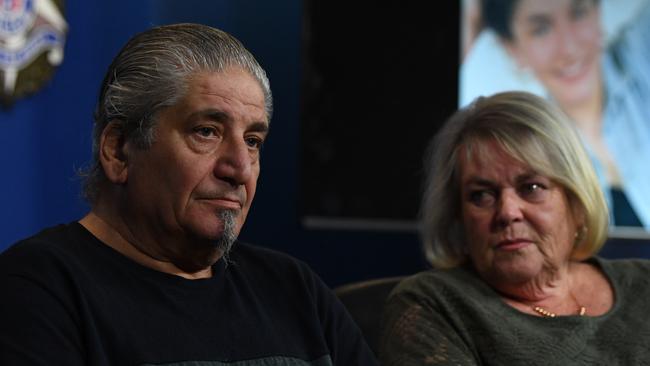 Victor Gatt, left, and Cheryl Gatt, parents of murdered Melbourne woman Sarah Gatt. Picture: AAP.