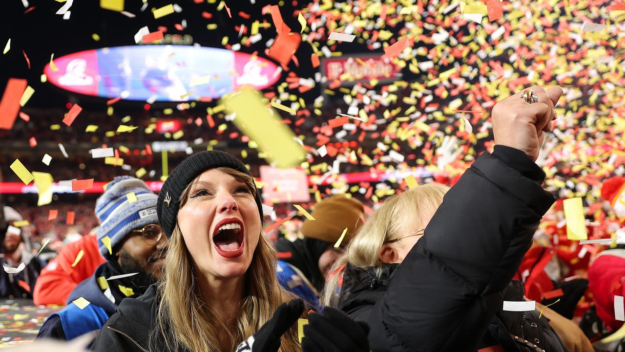 Swift jumped for joy as she celebrated the result. Picture: Getty.