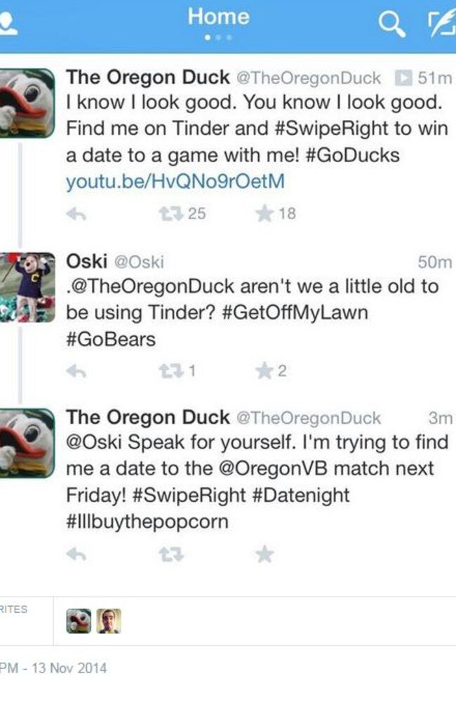 The Oregon Duck’s Twitter exchange with Oski.