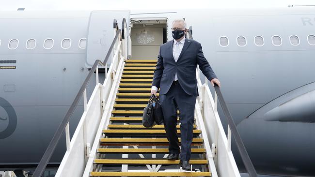 Scott Morrison arrives back in Sydney on Thursday after attending the UN climate change summit COP26 in Glasgow. Picture: Adam Taylor / PMO