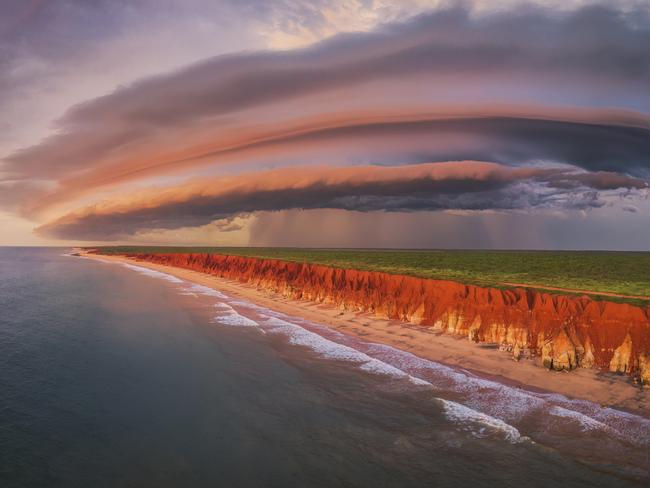 EMBARGO FOR TWAM 12 AUG 2023. FEE MAY APPLY.Panorama of Jame Price Point headland in the Kimberley region of WA. Credit: Ben Broady