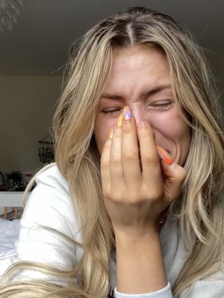 Influencer breaks down over backlash to baby’s ‘different’ name. Picture: TikTok/@lianajadee