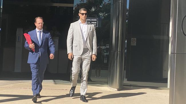 Todd David (right) outside Southport Courthouse Photo: Lea Emery.