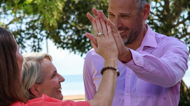 Cairns Mayor Amy Eden, Minister for the Environment and Water Tanya Plibersek, and Labor Party candidate for Leichhardt Matt Smith celebrate an additional 87.5m in Federal funding to ensure Cairns future water supply. Photo Lani Sprague