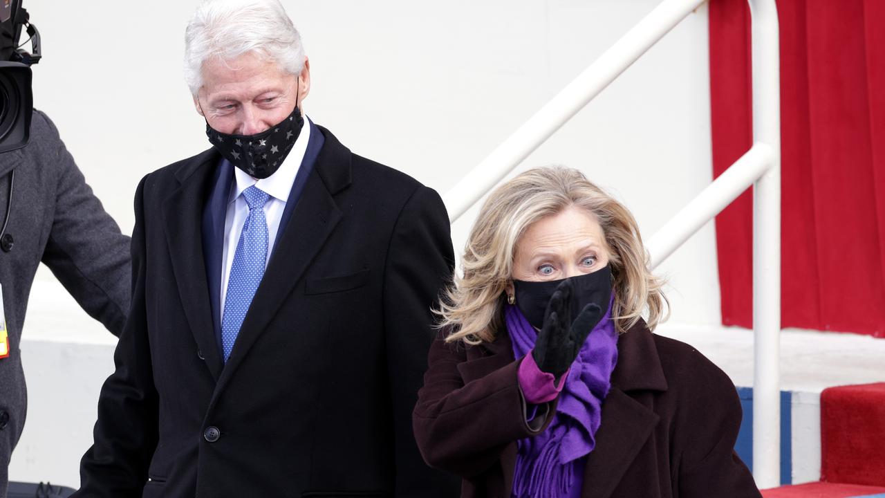 Former US President Bill Clinton arrives with former Secretary of State Hillary Clinton. Picture: Getty Images