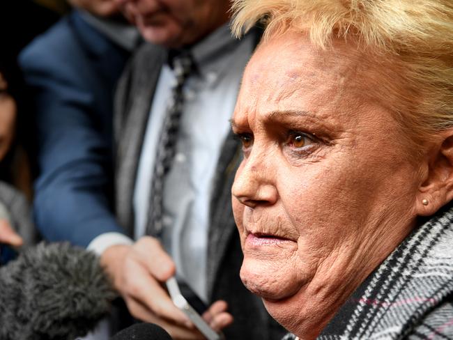 Julie Maybury outside the Melbourne Magistrates’ Court after the man charged with rape and murdering her daughter pleaded guilty in court. Picture: Nicole Garmston