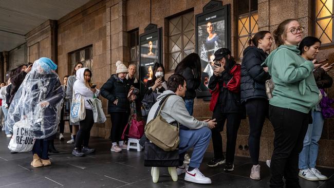 Fans queued up at the Ticketek box office in Melbourne’s CBD. Picture: Jake Nowakowski