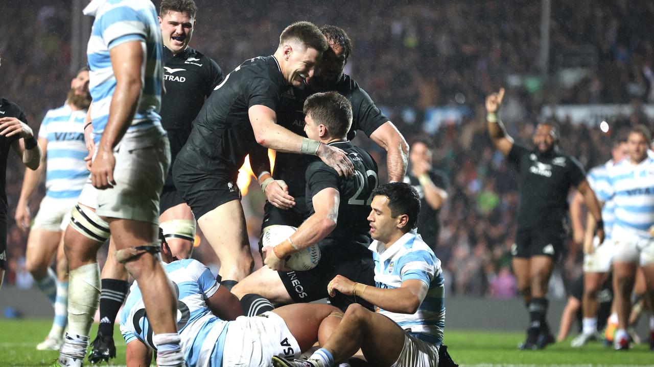 Beauden Barrett and the All Blacks are back in the winners list, after smashing Argentina in Hamilton. Photo: Getty Images