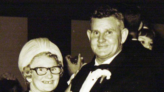 Clara and Dudley Sperry Downton dancing. Dudley, 59, a nightwatchman was killed during a robbery at Newtown PMG depot Minden on 8 July 1968. Ronald Henry Thomas was convicted for the murder as was his mother Joy Ellen Thomas.