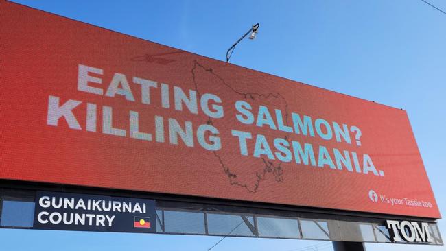 A billboard campaign targets mainland consumers of Tasmanian salmon.