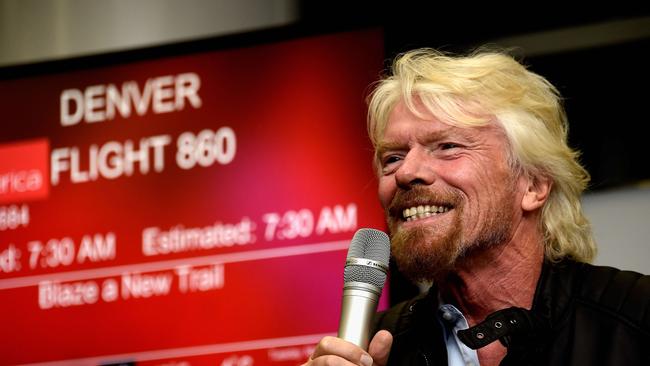 Sir Richard Branson at Virgin America's San Francisco to Denver service launch in 2016. Picture: AFP