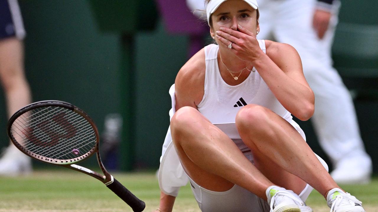 Ukraine's Elina Svitolina was in tears after the win. Picture: Glyn KIRK / AFP