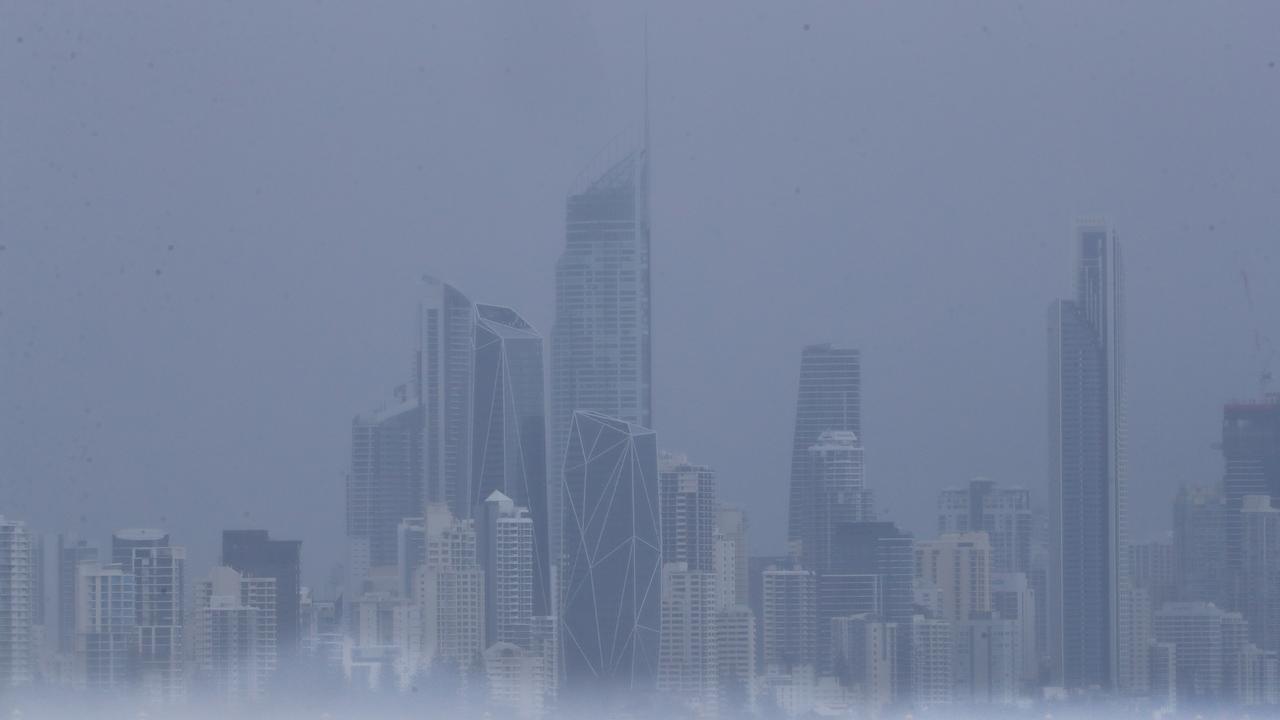 The Gold Coast City Skyline turns grey as wet weather descended over the Gold Coast. Photo: Scott Powick NEWSCORP