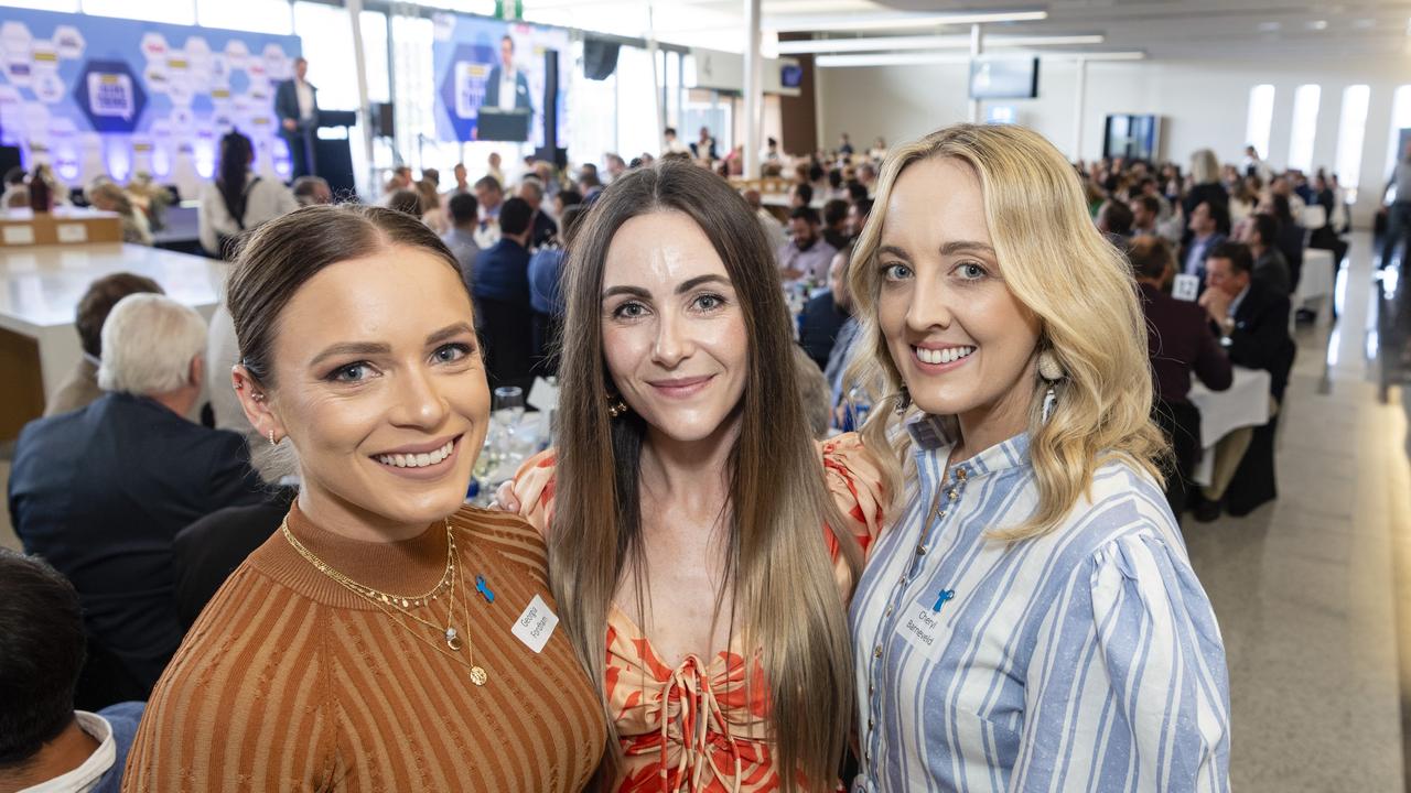 At It's a Bloke Thing 2022 are (from left) Georgia Fordham, Elise Eiser and Cheryl Barneveld at Wellcamp Airport, Friday, September 9, 2022. Picture: Kevin Farmer