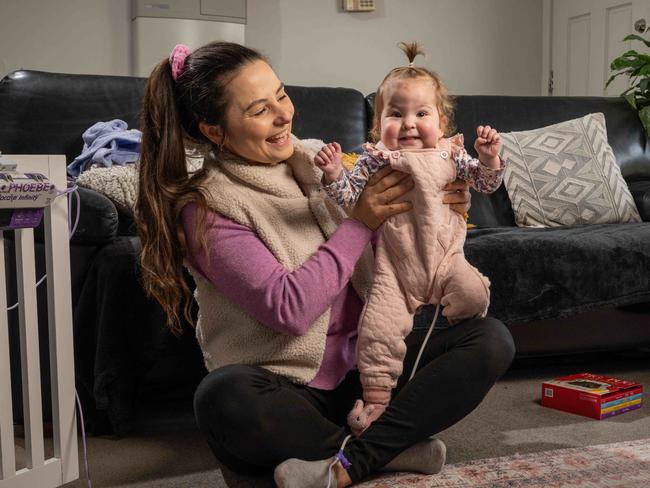 10-06-2024 Emily Burke with daughter Phoebe to go with heart kids story. Picture: Brad Fleet