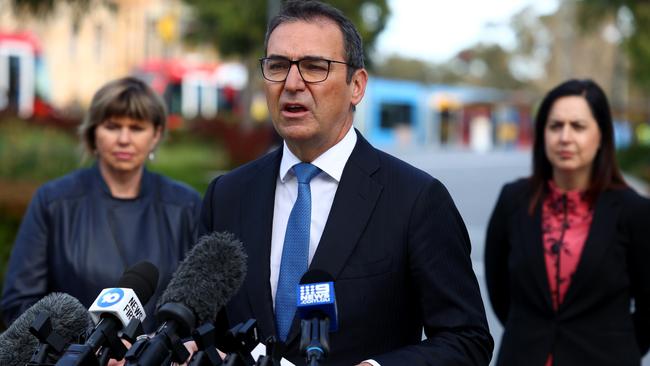 Premier Steven Marshall speaks to the media. Picture: NCA NewsWire / Kelly Barnes