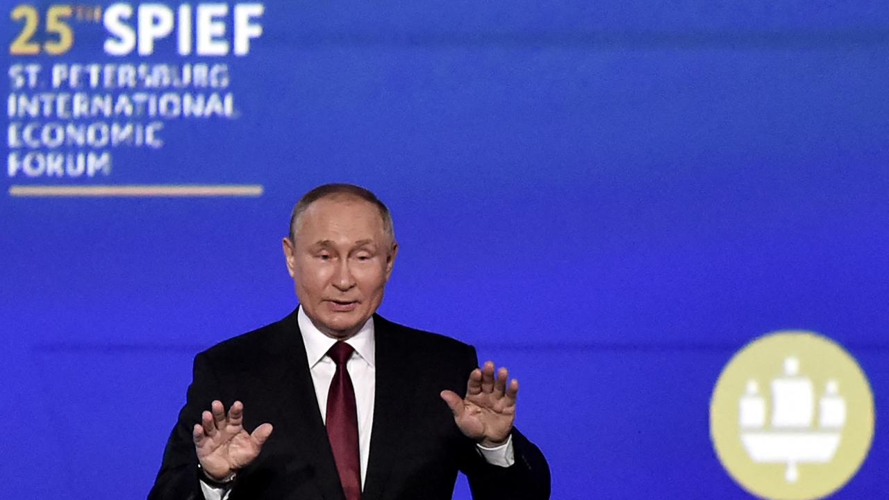 Putin used his speech to blame the West for the global cost of living crisis. (Photo by Olga MALTSEVA / AFP)