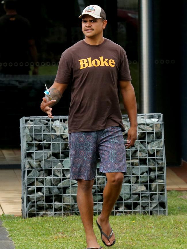 Latrell Mitchell arriving at Taree Police Station. Picture: Nathan Edwards