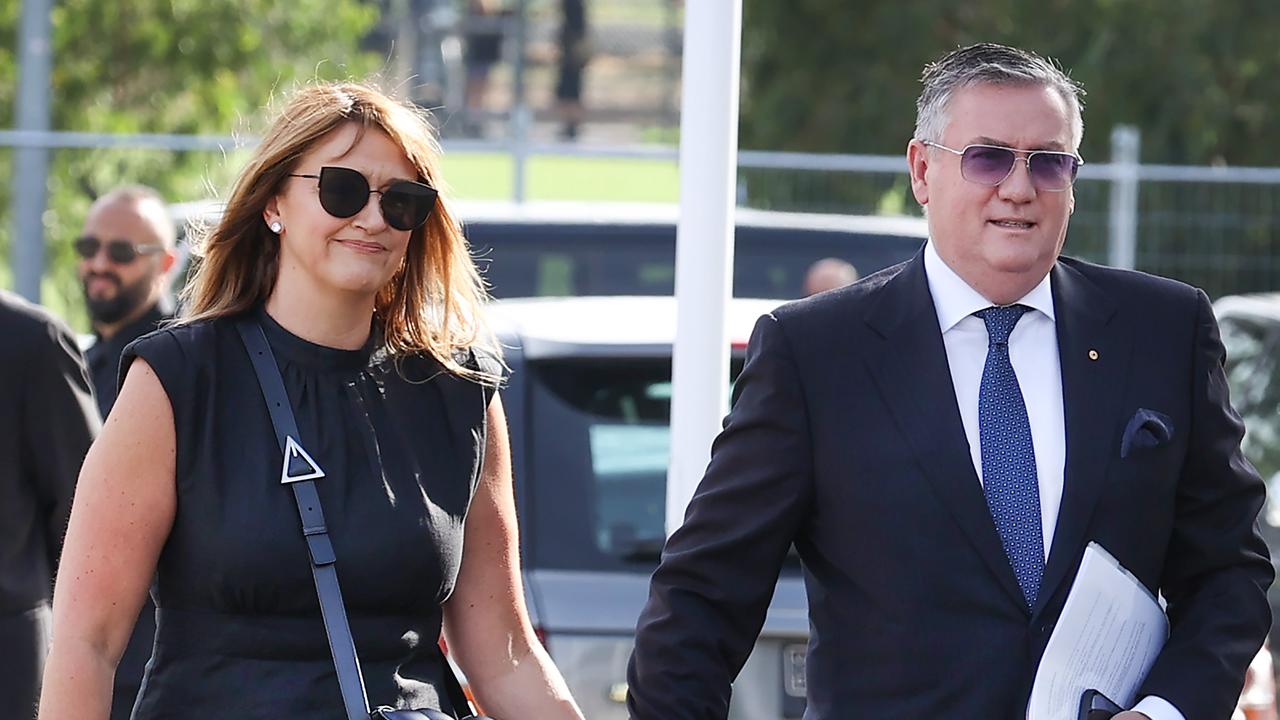 Eddie McGuire arrives with his partner. Picture: David Caird