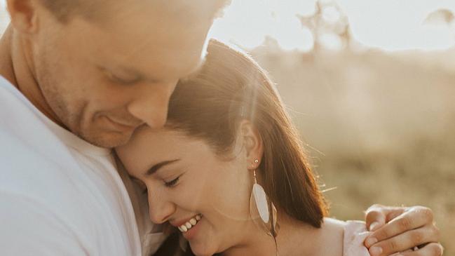 Brisbane Broncos player Corey Jensen with his wife Shannen on their wedding day in October 2018. Photo: Vicki Miller Photography.