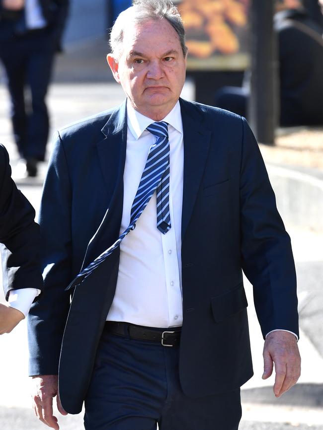 Former Ipswich mayor Paul Pisasale is seen arriving at the Brisbane Magistrates Court in Brisbane on Monday. Picture: AAP Image/Darren England