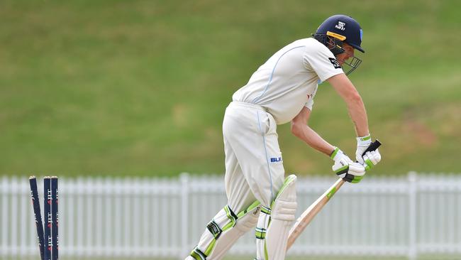 New South Wales' Daniel Hughes was bowled for a duck by Peter Siddle. Pic: AAP