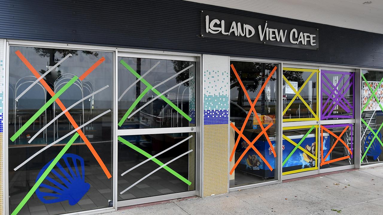 Shops at Wynnum shut ahead of Cyclone Alfred. Picture: John Gass