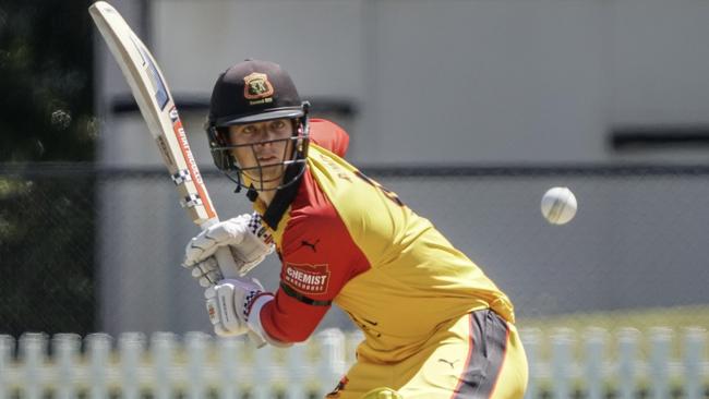 Premier Cricket: St Kilda v Kingston Hawthorn. Patrick Rowe batting for St Kilda. Picture: Valeriu Campan