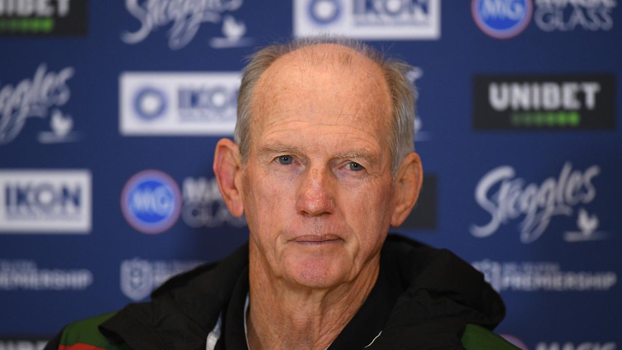 Rabbitohs coach Wayne Bennett says Jason Demetriou never got a fair shot at the Broncos head coach role after Anthony Seibold’s men got smashed on Thursday (AAP Image/Dan Himbrechts).