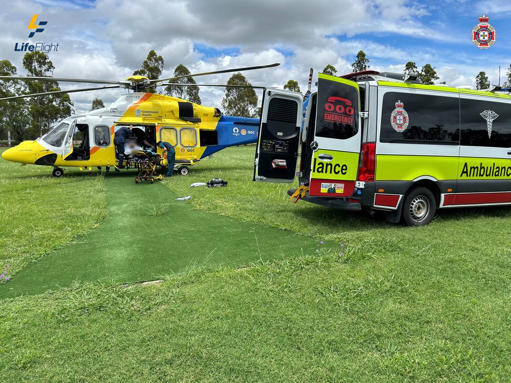 A man in his 70s was flown to the Princess Alexandra Hospital with serious injuries after he fell six metres from a roof. Photo: LifeFlight