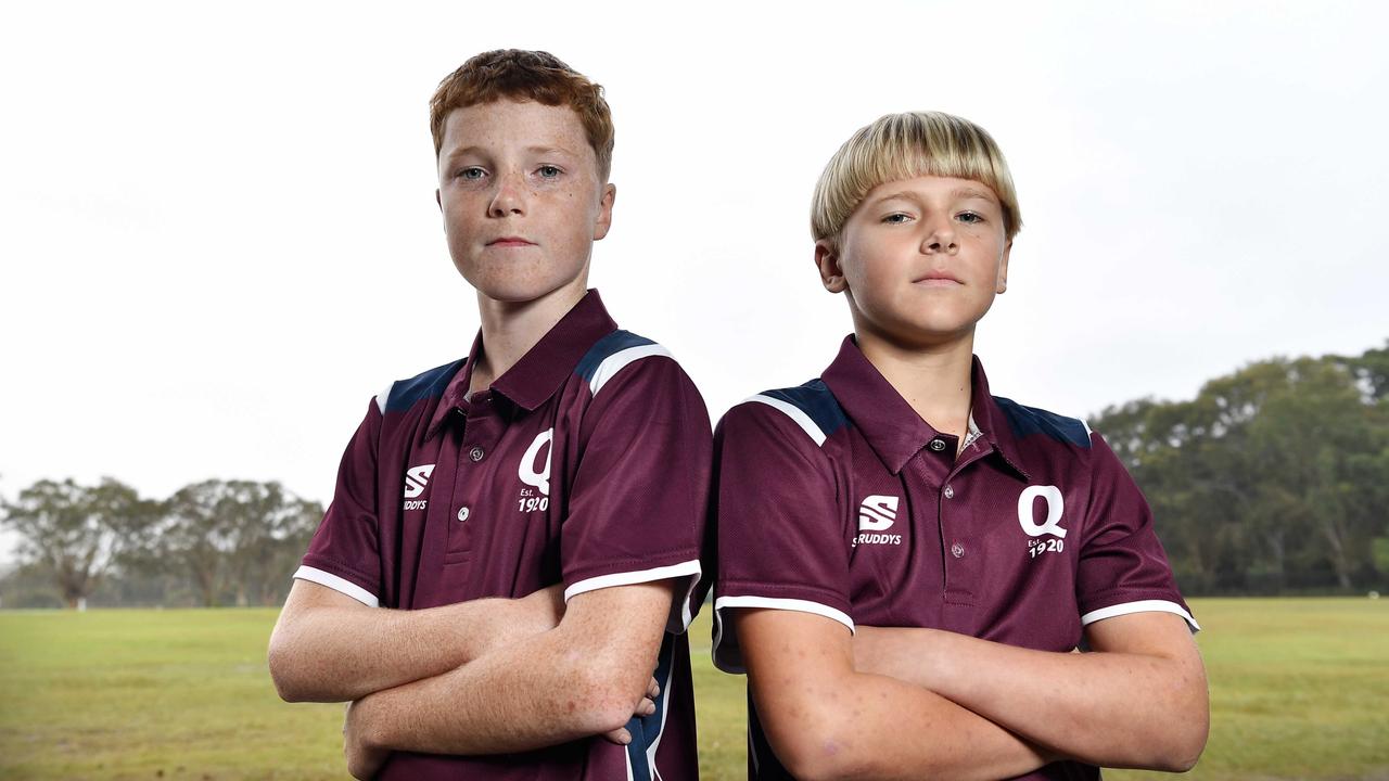 Rising rugby league talents Fletcher Clark and Kodi Lambert. Picture: Patrick Woods.