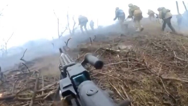 Footage shows Ukrainian soldiers advancing on Russian positions in Bakhmut. Picture: Twitter