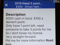 Motorist’s brazen demerit point offer