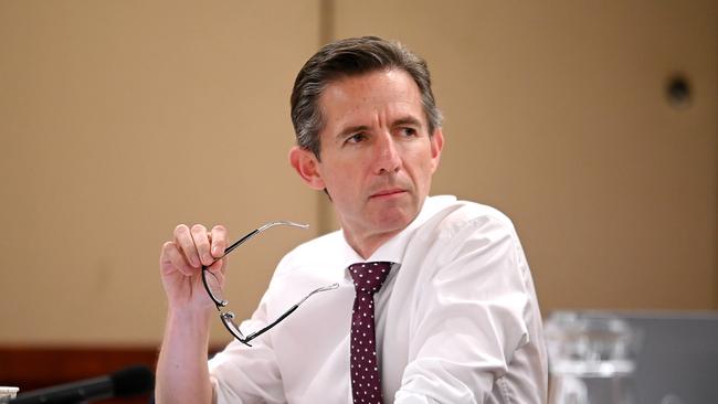 Coalition foreign affairs spokesman Simon Birmingham has backed the US demands for increased flow of aid into Gaza. Picture: NewsWire / John Gass