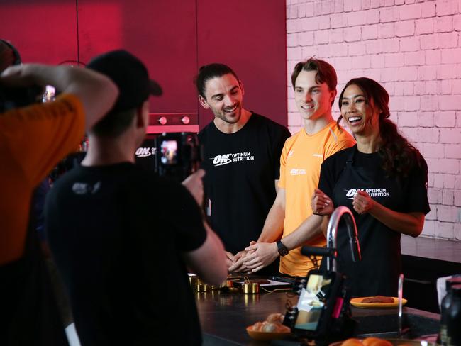 McLaren Formula 1 driver Oscar Piastri during a shoot for Australian Optimum Nutrition also with Chef Amy Lee and PT and Optimum Nutrition Ambassador Nick Cheadie. Picture: Andrew Tauber